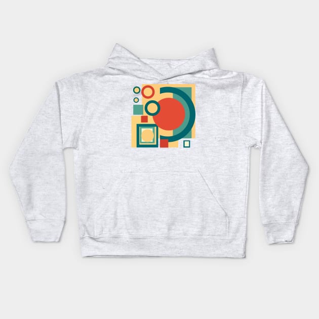 Retro vintage geometric risograph, risoprint or linocut v01 Kids Hoodie by SPJE Illustration Photography